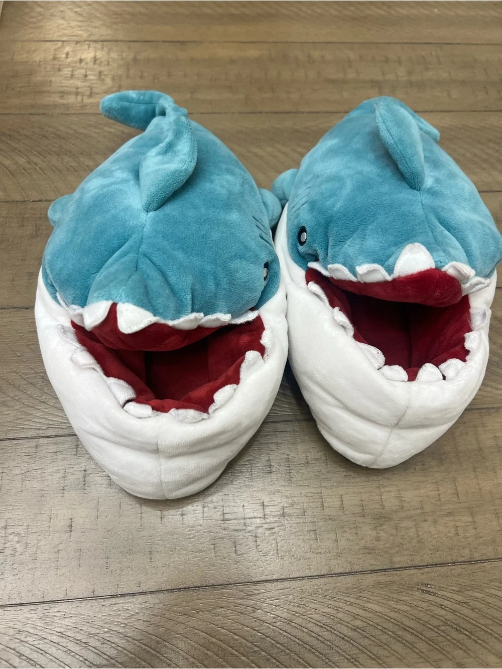 Plush Shark Slippers for Kids - Blue & White